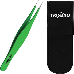 Pointed Tweezers for Ingrown Hair Tweezers for Splinters hairs and Precision Sharp Needle Nose Pointed Ticks and Glass Removal Best for Facial Hair Removal and Eyebrow Hair Green
