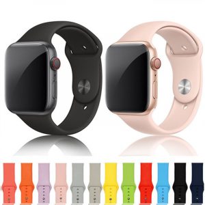 Silicone Smart Watch Straps 42mm / 44mm Water Proof Rubber SmartWatch Band For Apple Series 1 2 3 4 5 6