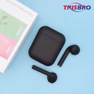 i12 TWS Wireless inpods Earbuds With Touch Sensor Airpods High Quality Earbuds Sport Stereo Earphone With Charging Dock for both iphone and android + Free Cover Case as a Gift (Black)